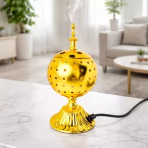 Encensoir électrique doré moderne pour encens et bakhour
