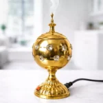 Encensoir électrique rond doré – Brûleur à encens moderne