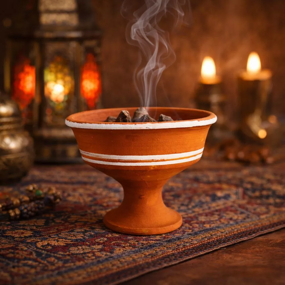 Petit encensoir en argile cuite traditionnelle pour encens et bakhour